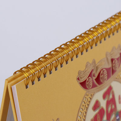 Leuke Klassieke Spiraalvormige de Kunstdocument van de Bureaukalender Materiële en Gouden Hete Foliezegel