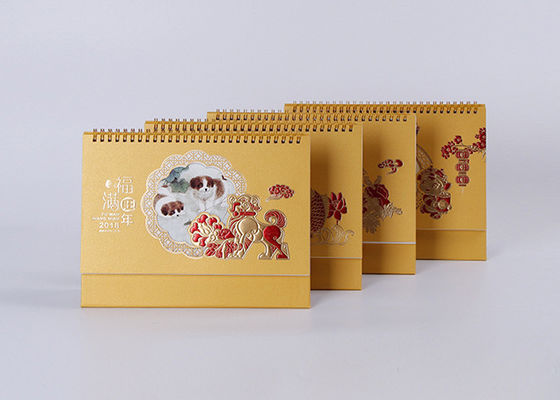 Leuke Klassieke Spiraalvormige de Kunstdocument van de Bureaukalender Materiële en Gouden Hete Foliezegel